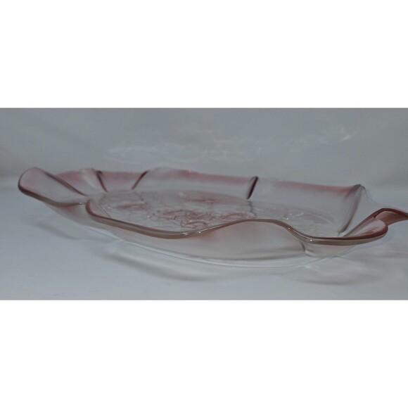 MIKASA Rosella Oval Canape Serving Platter 16" Walther Crystal Pink Rose Ruffled - Picture 6 of 16